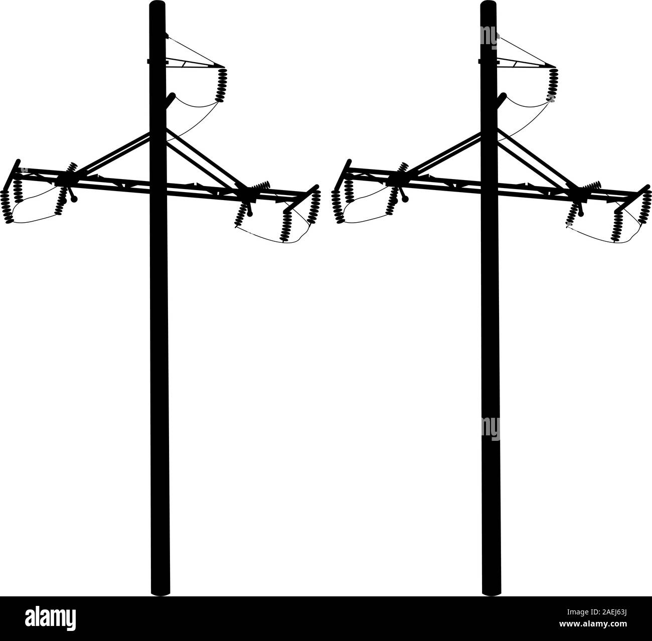 Silhouette Of High Voltage Power Lines Vector Illustration Stock