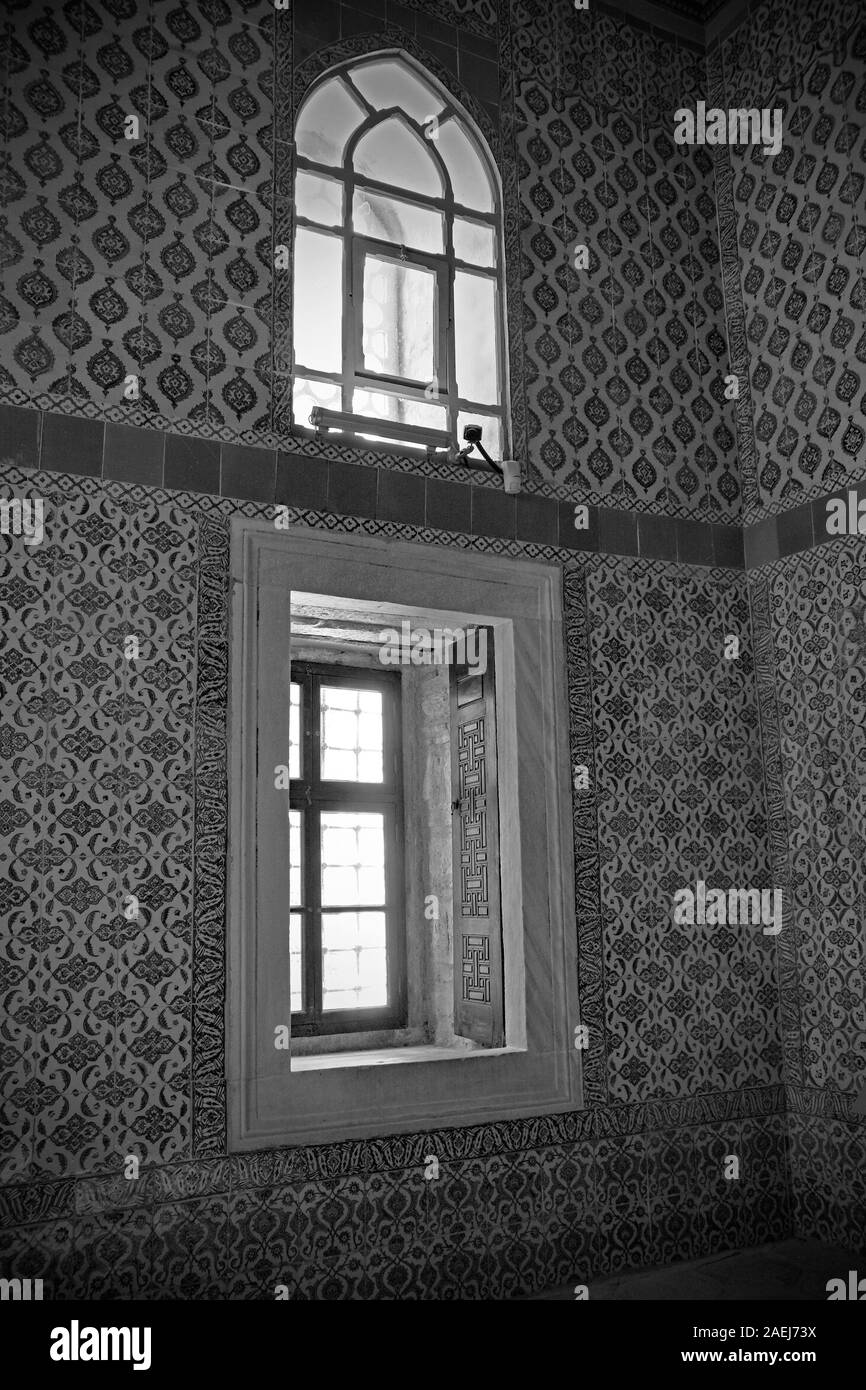Windows in the Mosque of the Black Eunuchs in Topkapi Palace Harem in Istanbul, Turkey Stock Photo