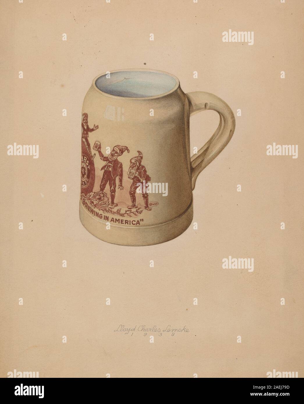 Lloyd Charles Lemcke, Stoneware Mug for Beer, 1939 Stoneware Mug for Beer; 1939date Stock Photo