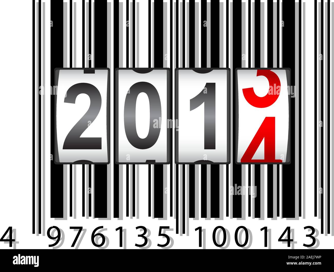 2014 New Year counter, barcode, vector. Stock Vector
