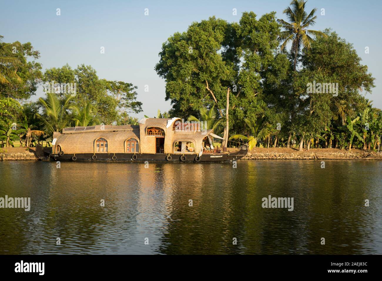 Houseboat on the Keralan Backwaters, India Stock Photo