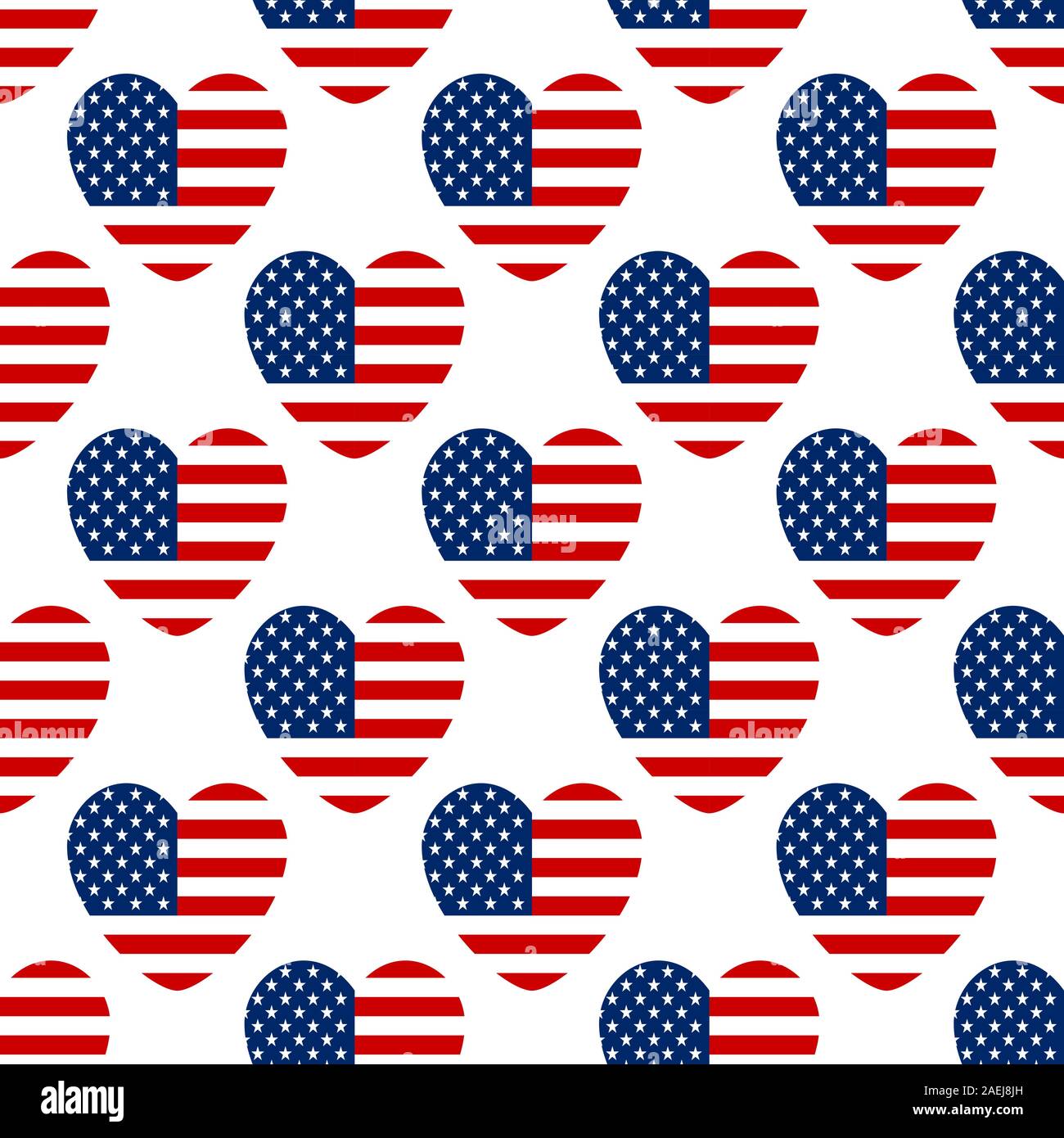 USA flag heart shape seamless pattern vector background. Perfect for ...