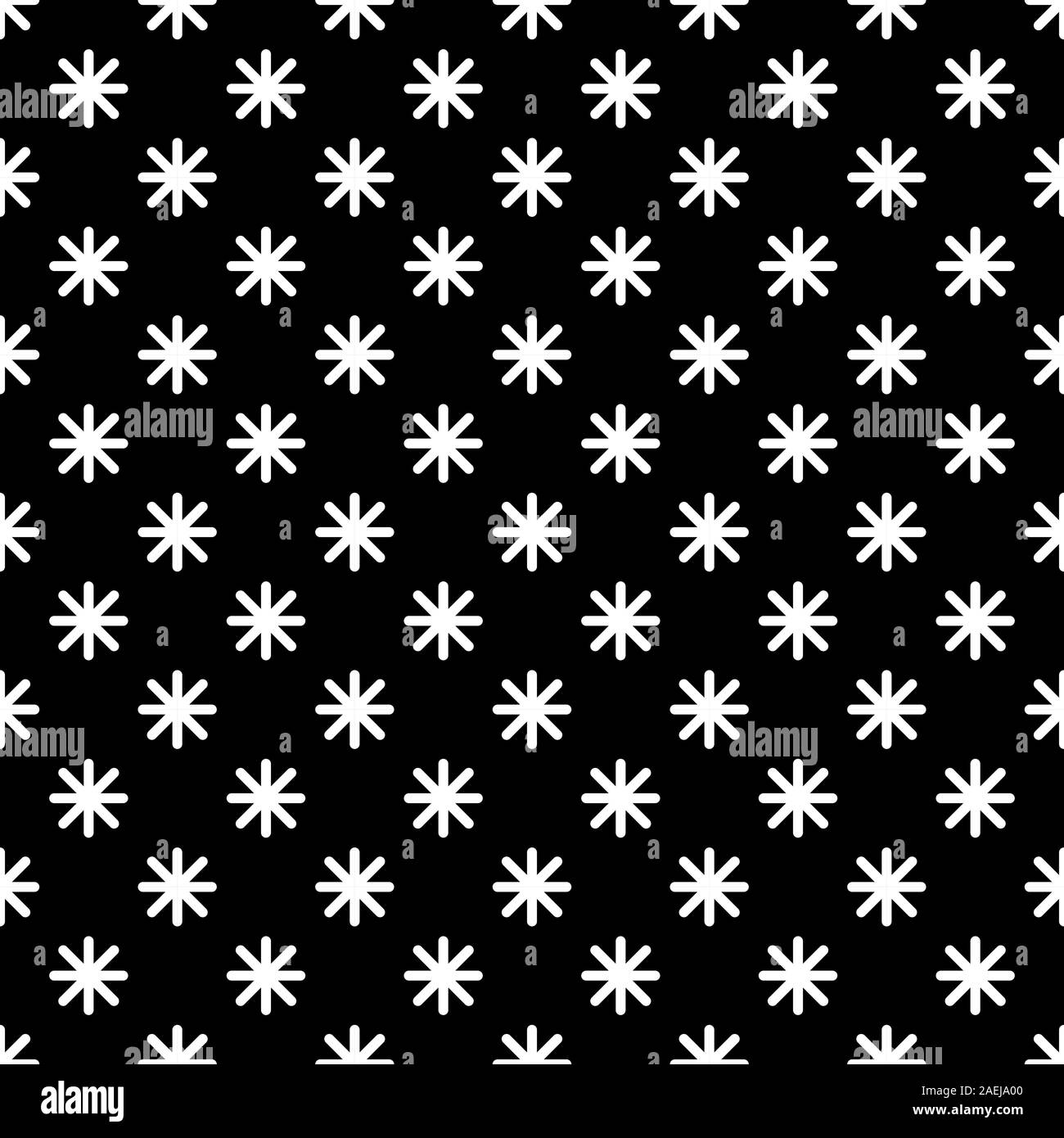 Modern star asterisk shape seamless pattern vector background. Black, white. Stock Vector