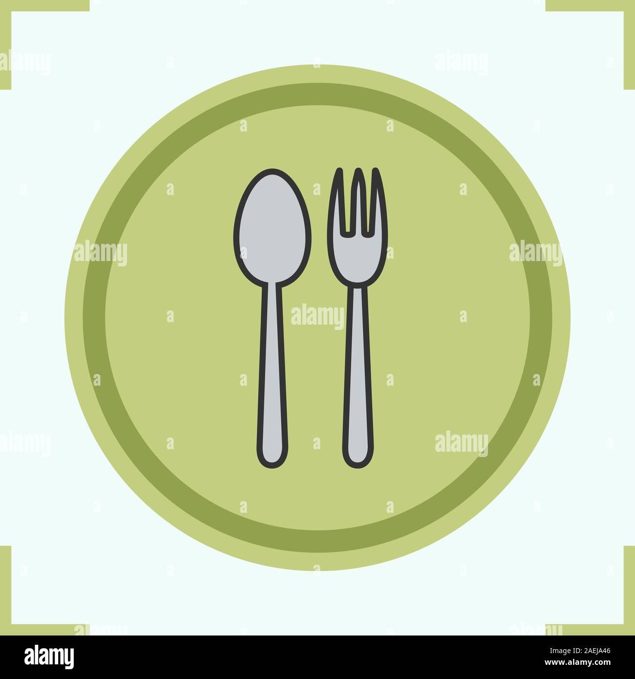 Eatery color icon. Fork and spoon. Isolated vector illustration Stock ...