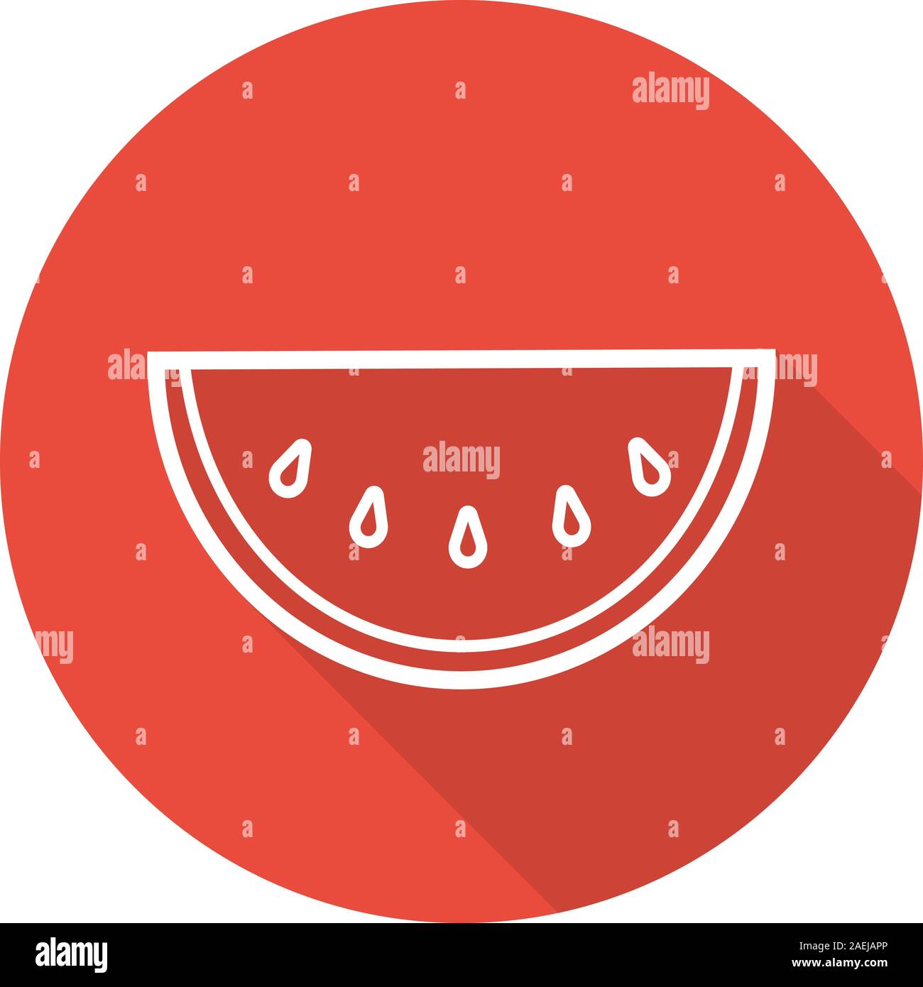 Watermelon slice flat linear long shadow icon. Vector outline symbol ...