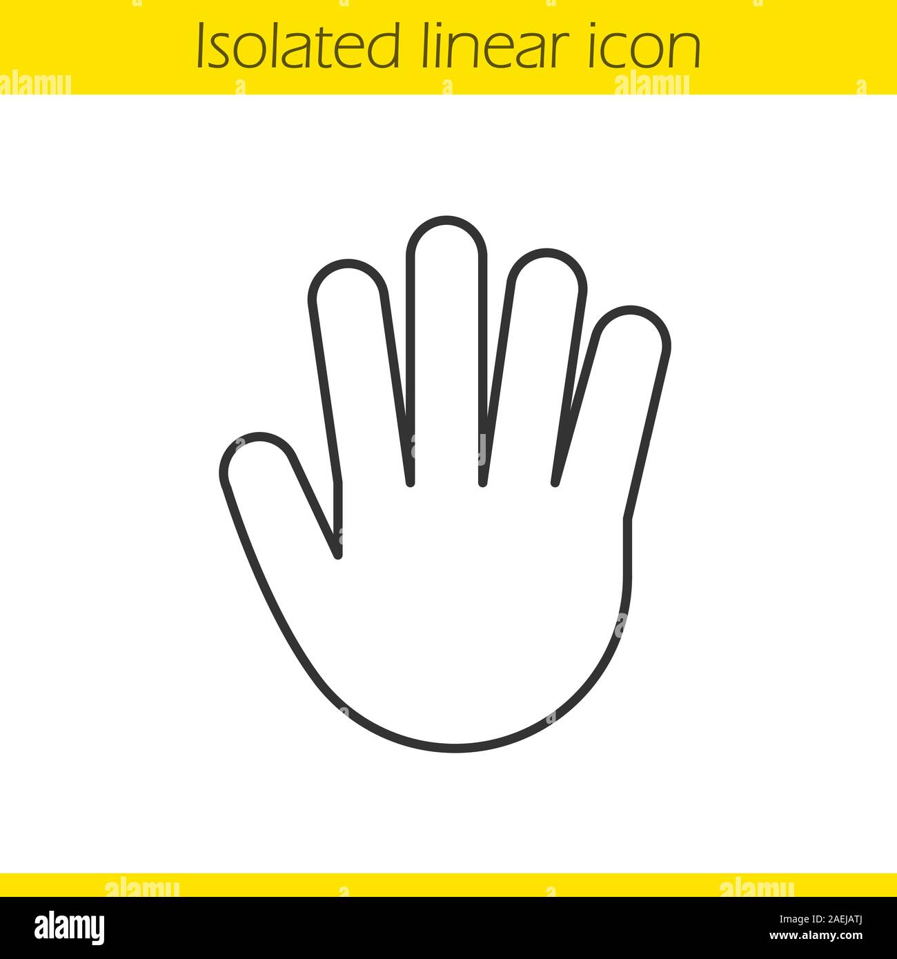 Palm linear icon. Thin line illustration. Stop, greeting and high 
