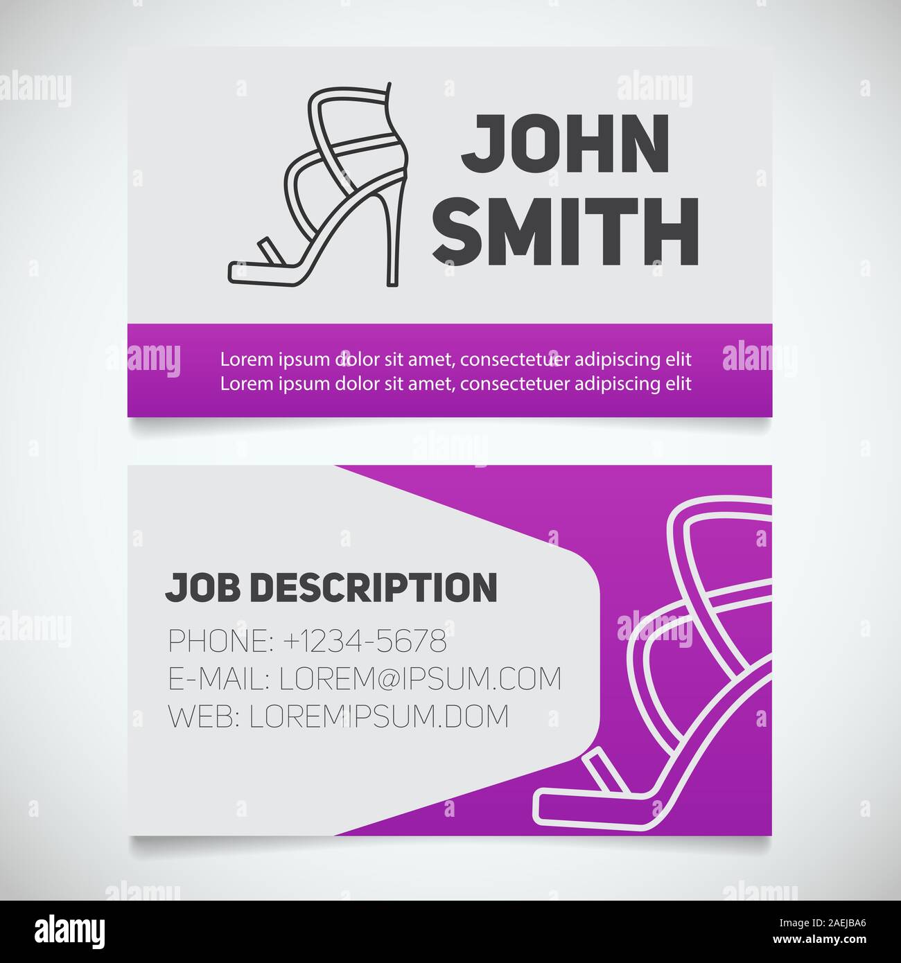 Business card print template with high heel shoe logo. Manager Pertaining To High Heel Template For Cards