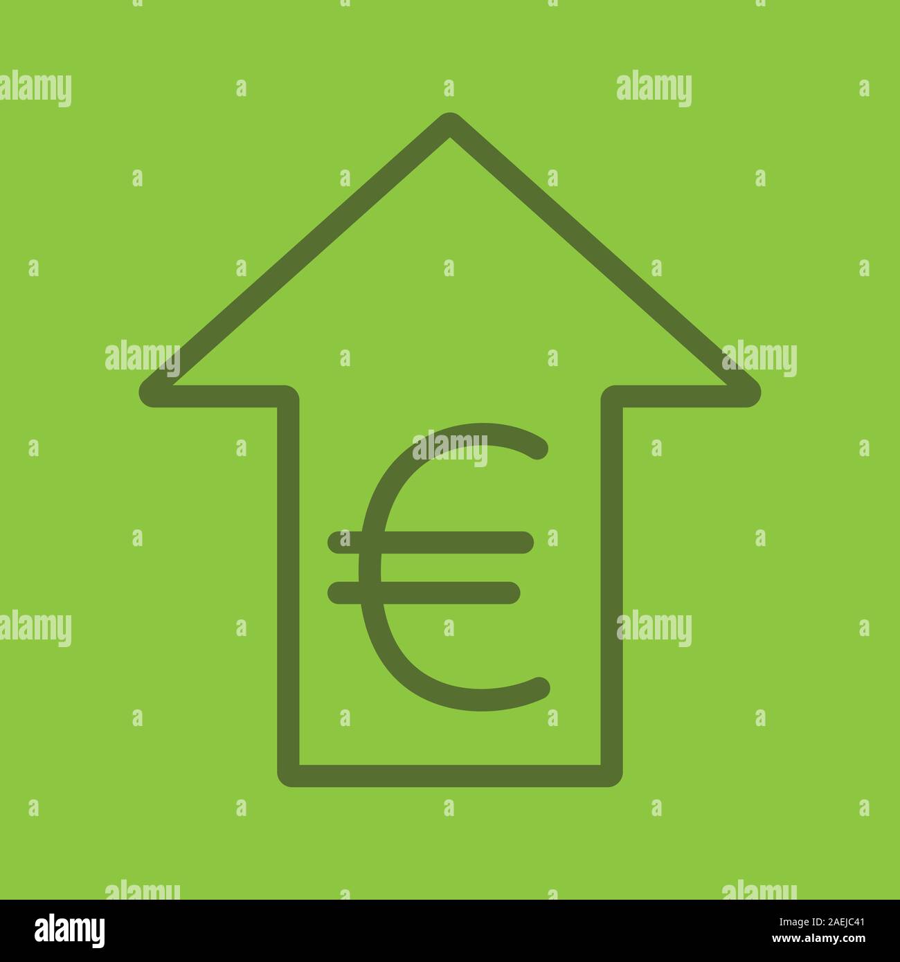 Euro rate rising color linear icon. European Union currency with up ...