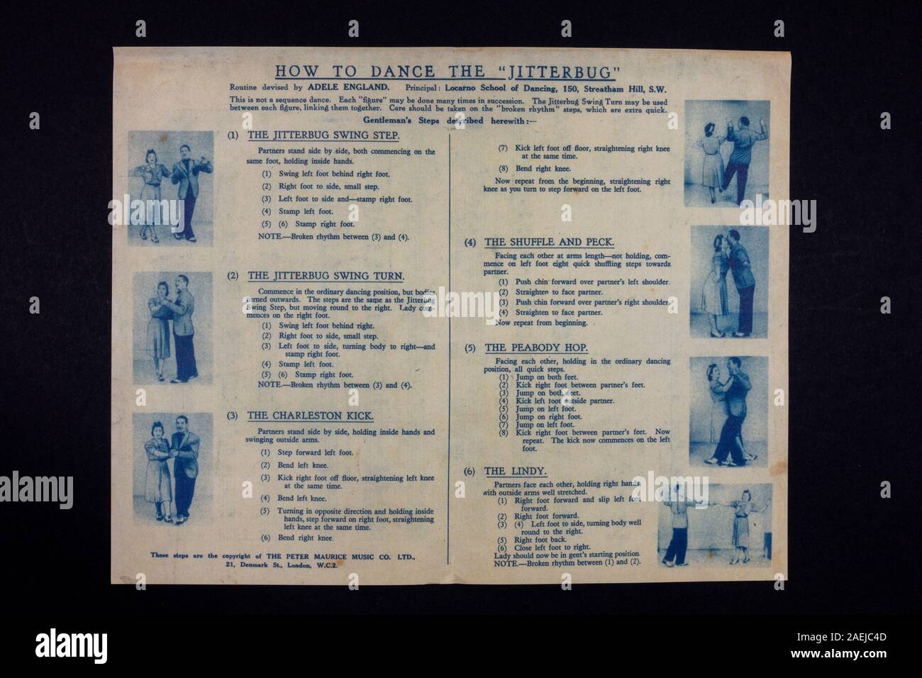 "In The Mood- The Jitterbug Craze" teaching aid booklet, a piece of World War II replica memorabilia relating to Americans ('Yanks') being in the UK. Stock Photo