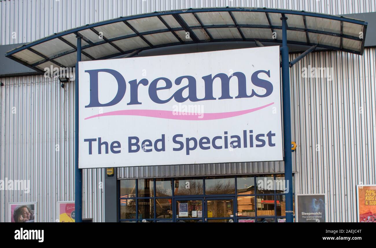 Bognor Regis, West Sussex, UK, December 09, 2019. Dreams The Bed Specialist store situated in the retail park of Bognor Regis. Stock Photo