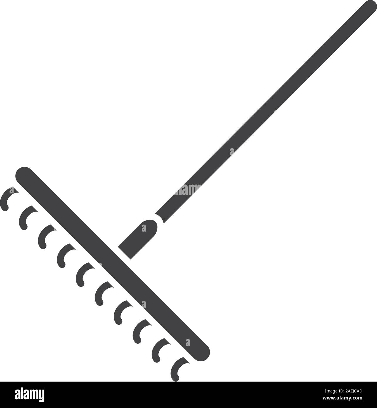 Rake glyph icon. Silhouette symbol. Negative space. Vector isolated ...