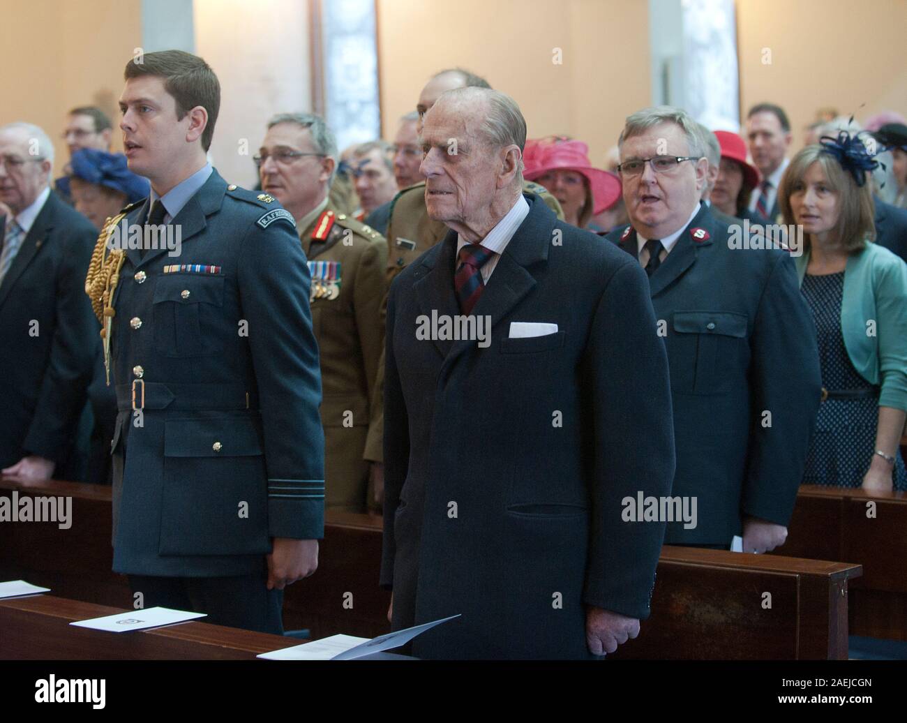 The Duke of Edinburgh attending a service for the 175th anniversary of the Soldier's and Airmen's scripture Association at the Guards Chapel in London. Stock Photo