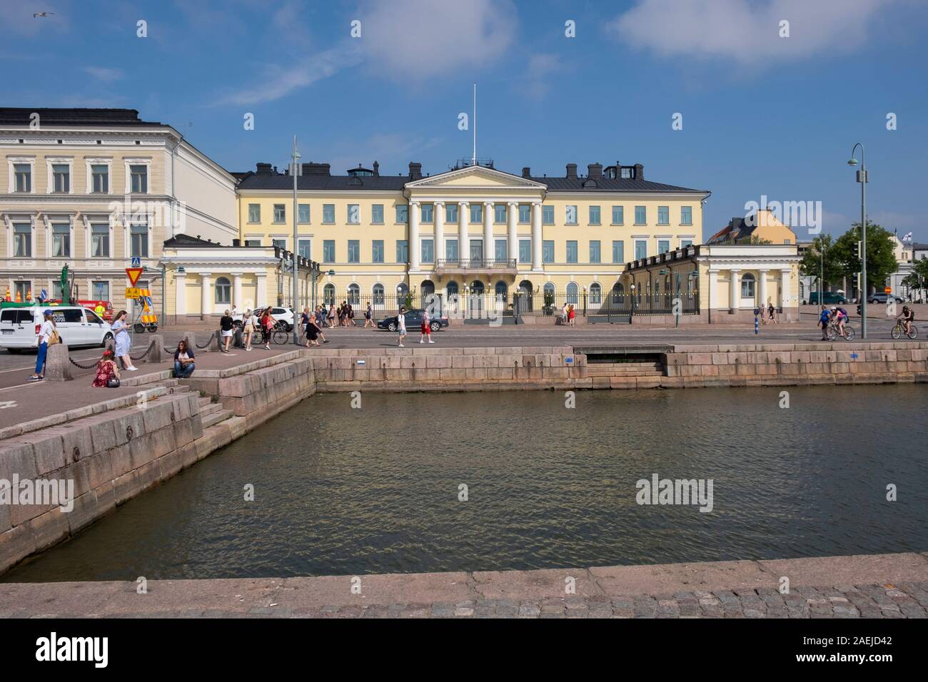 View of South Harbour with Presidential Palace in the background, Helsinki, Finland,Scandinavia, Europe Stock Photo