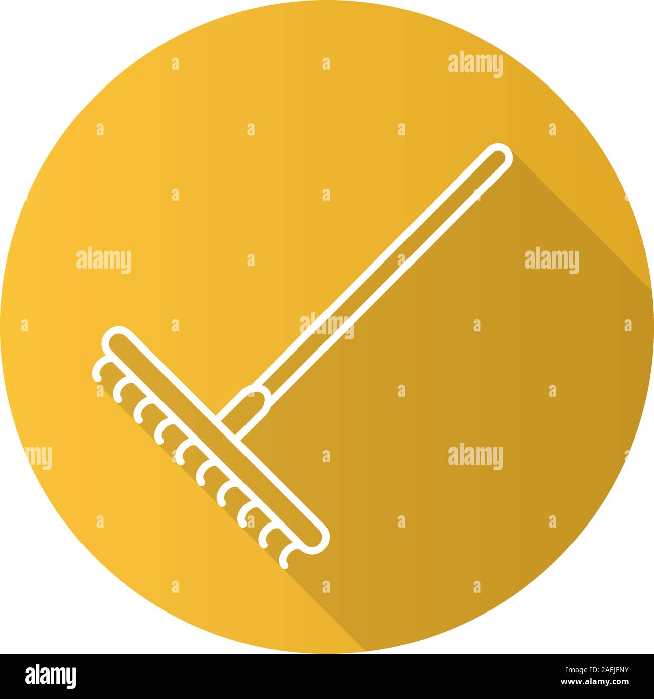 Rake flat linear long shadow icon. Vector outline symbol Stock Vector ...