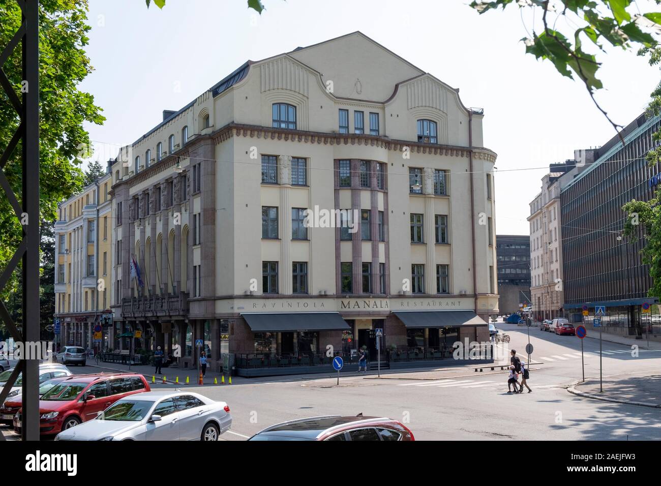 Art Nouveau facade of Ravintola Manala Restaurant in Helsinki, Finland, Scandinavia, Europe Stock Photo