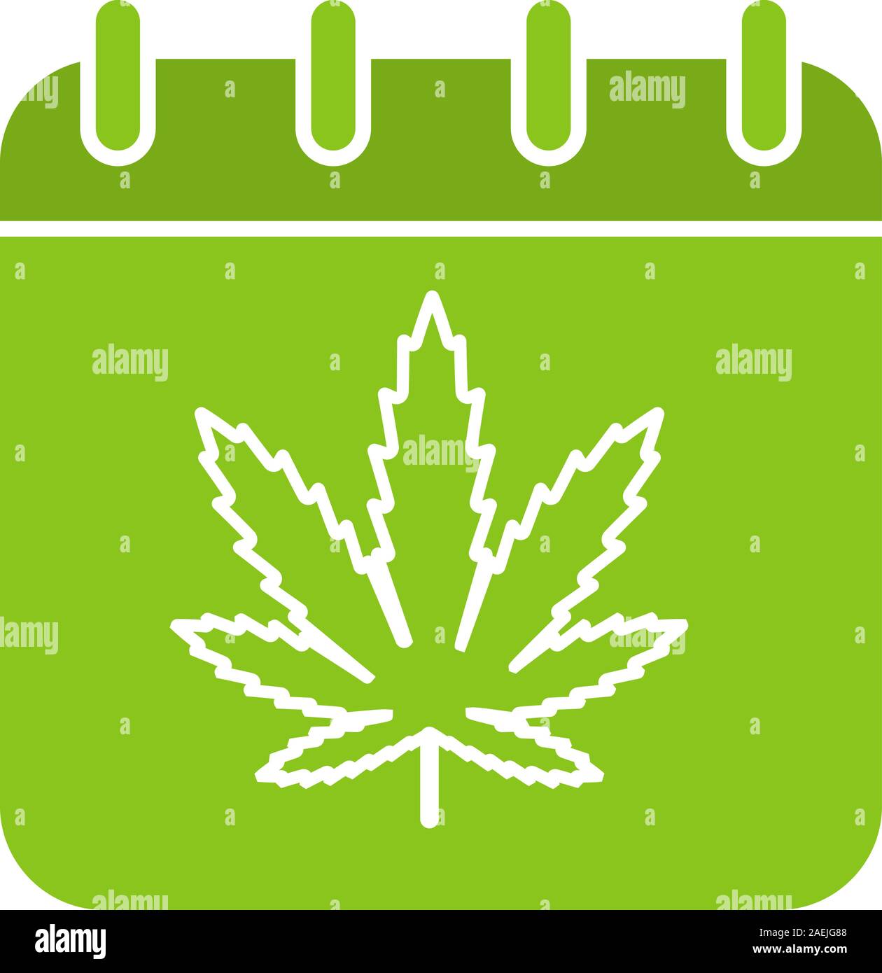 National Weed Day glyph color icon. Calendar page with marijuana leaf