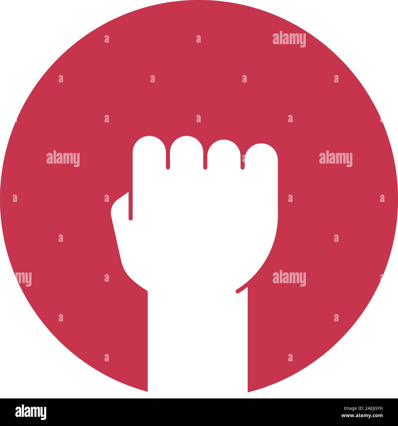 Raised fist glyph color icon. Clenched hand gesture. Silhouette symbol ...