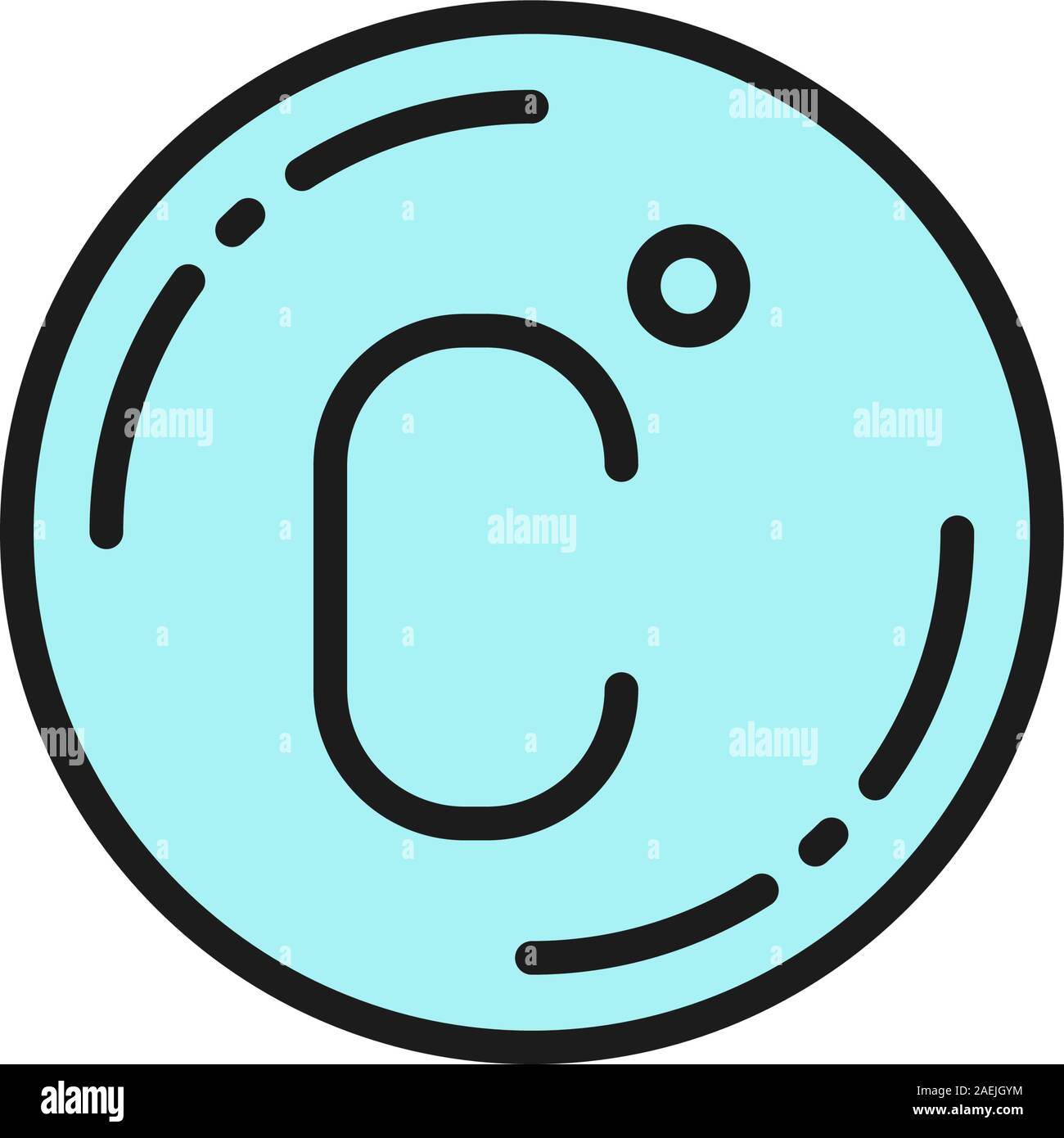 Vector temperature in Celsius, thermometer flat color line icon. Stock Vector