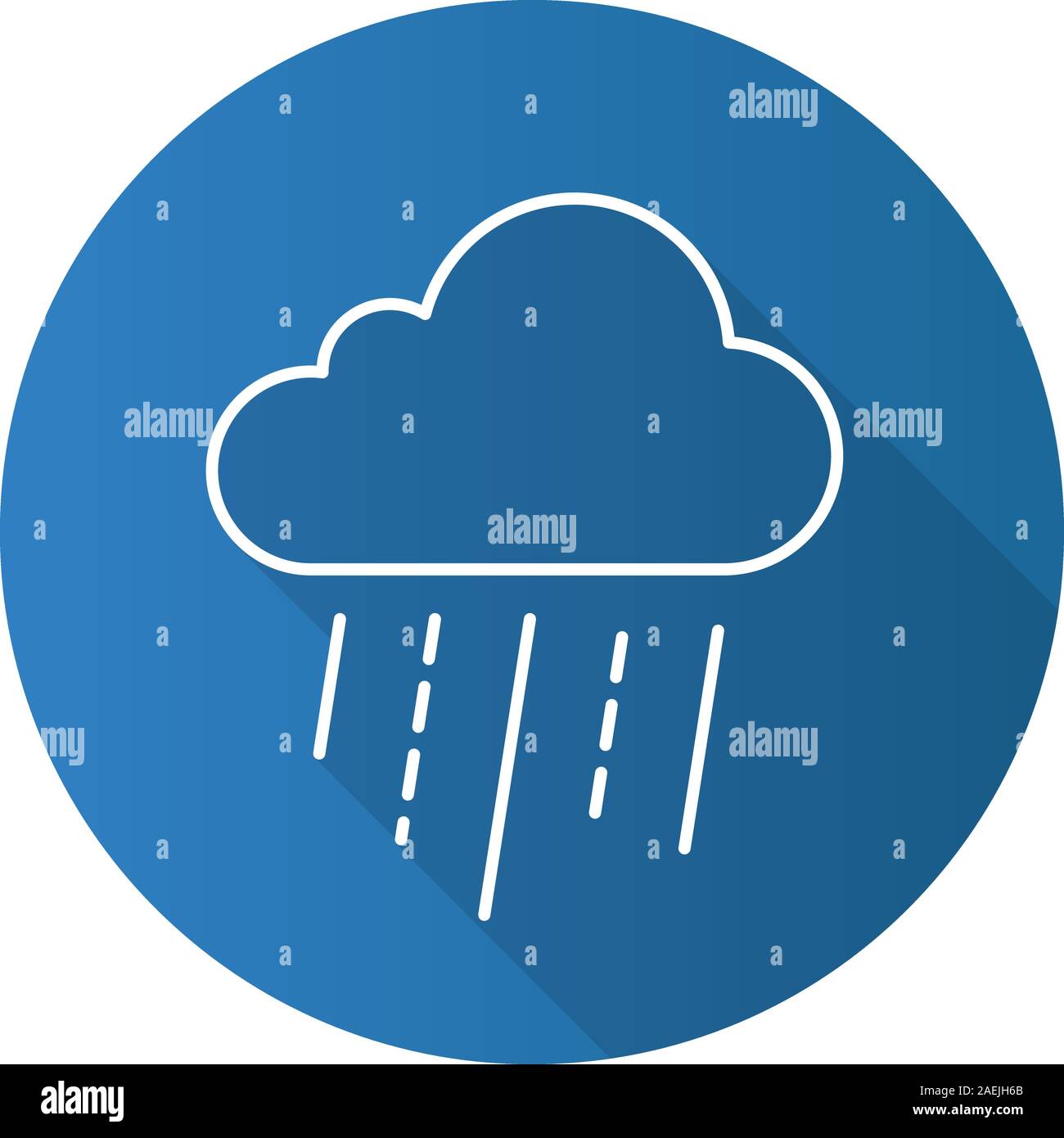 Rainy cloud flat linear long shadow icon. Autumn weather. Vector ...