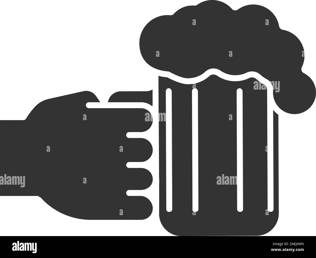 Hand holding beer glass glyph icon. Silhouette symbol. Negative space. Vector isolated illustration Stock Vector