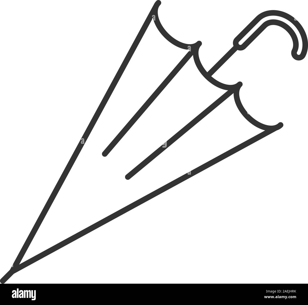 Closed umbrella linear icon. Protection from rain or sun contour symbol