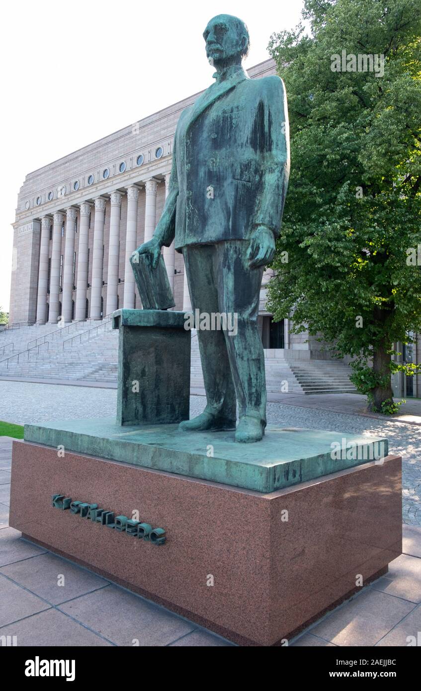 Statue of Finland's first president Kaarlo Juho Stahlberg outside ...