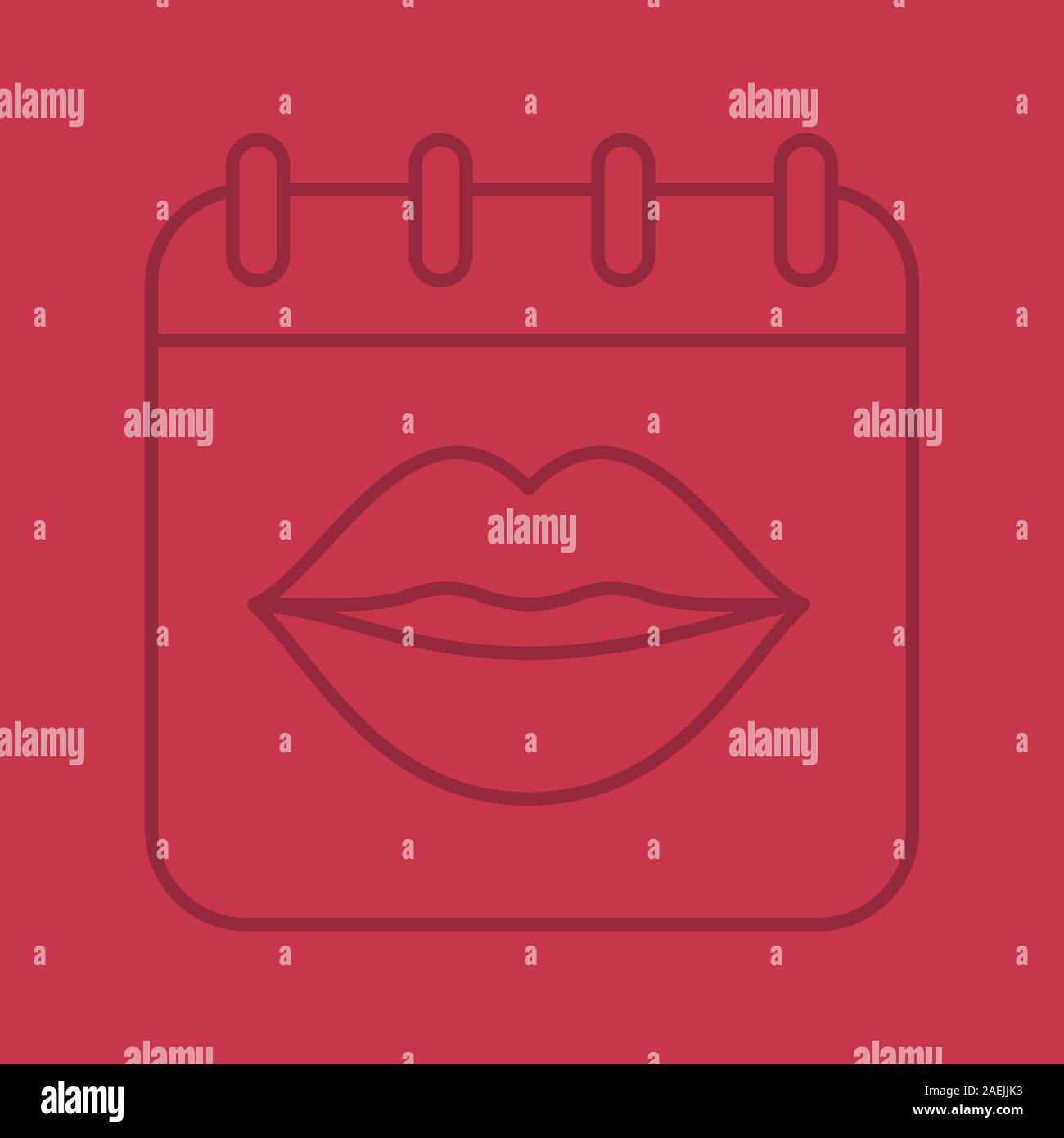International Kissing Day color linear icon. Calendar page with woman's lips. Thin line outline symbols on color background. Vector illustration Stock Vector
