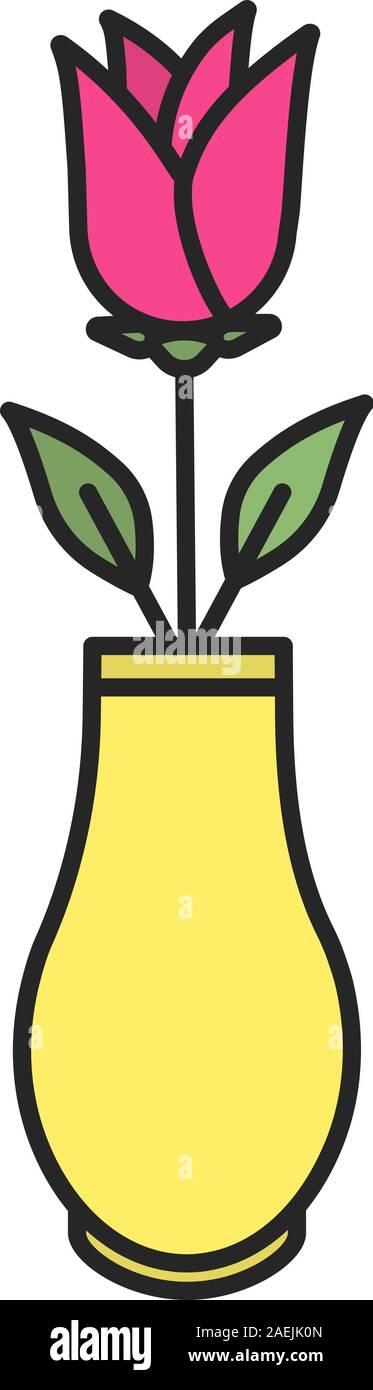 Rose flower in vase color icon. Isolated vector illustration Stock ...