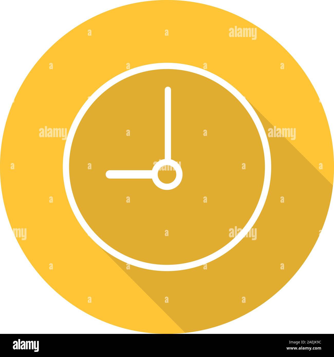 Clock flat linear long shadow icon. Time. Vector line symbol Stock Vector