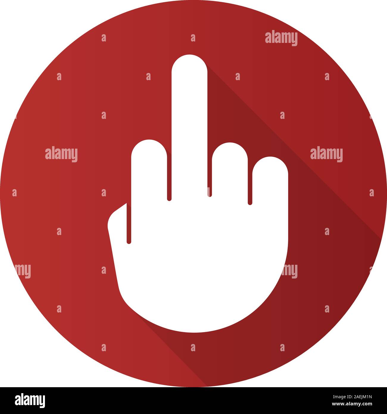 Middle finger up flat design long shadow glyph icon. Flipping hand ...