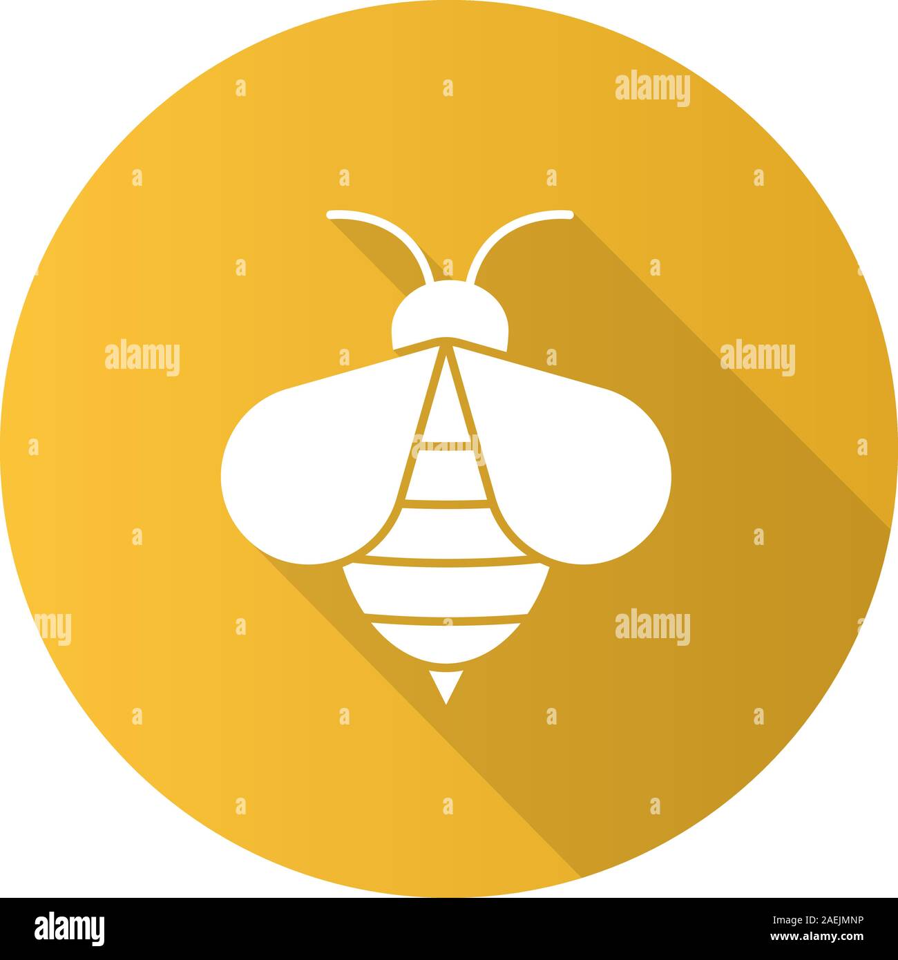 Honey bee flat design long shadow glyph icon. Apiary sign. Wasp. Vector ...