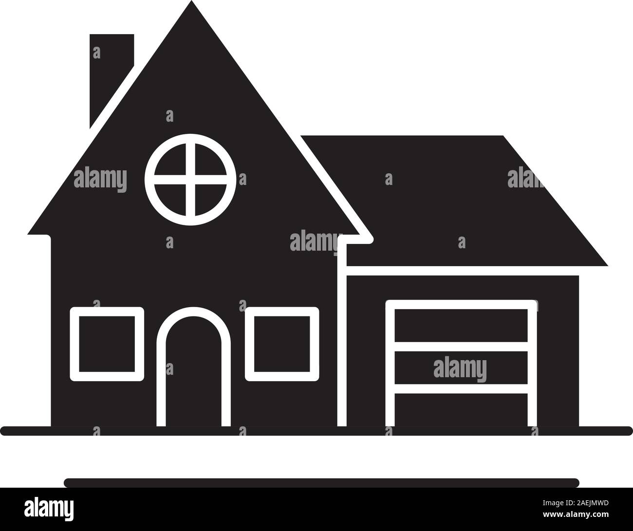 Cottage glyph icon. Silhouette symbol. Family house. Residence ...