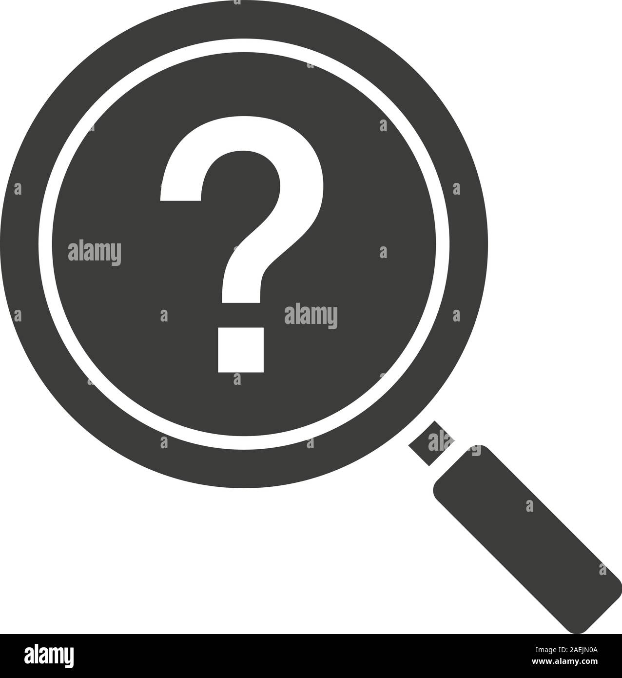 Problem solution search glyph icon. Magnifying glass with question mark ...