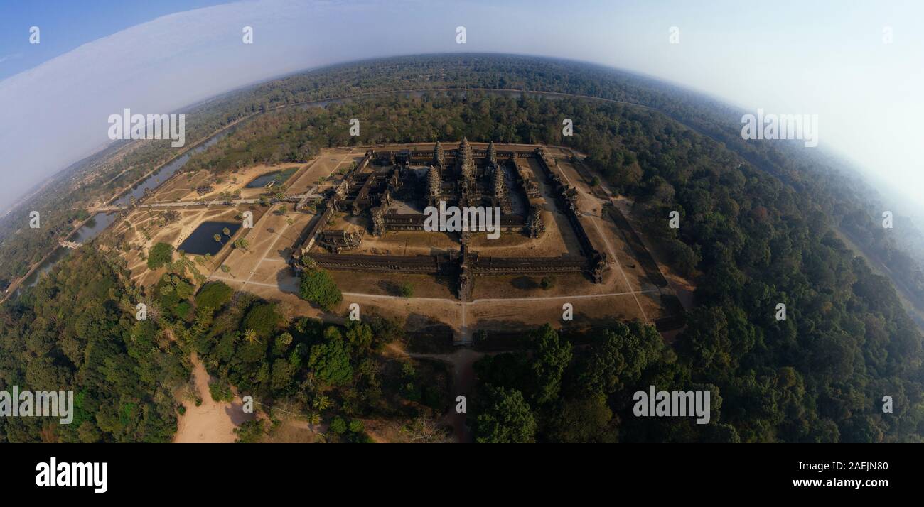 Angkor Wat Temple in Cambodia, 360 VR panorama drone shot Stock Photo -  Alamy