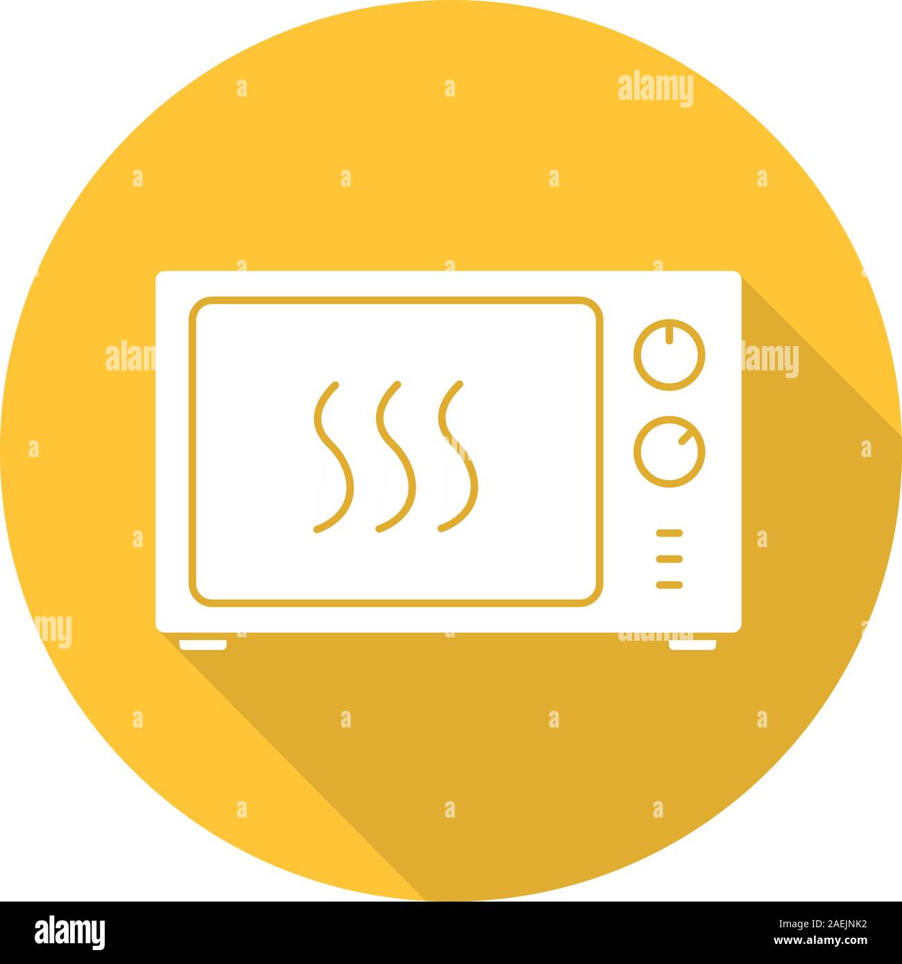 Microwave oven flat design long shadow icon. Vector silhouette symbol Stock Vector
