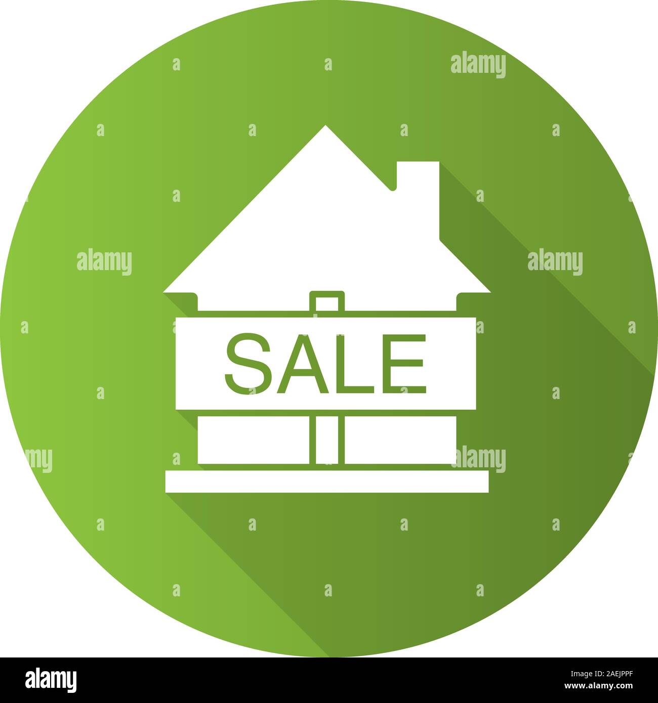 House for sale flat design long shadow glyph icon. Real estate market