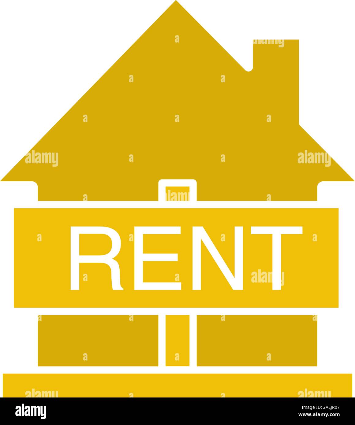 House for rent glyph color icon. Rental property. Silhouette symbol on