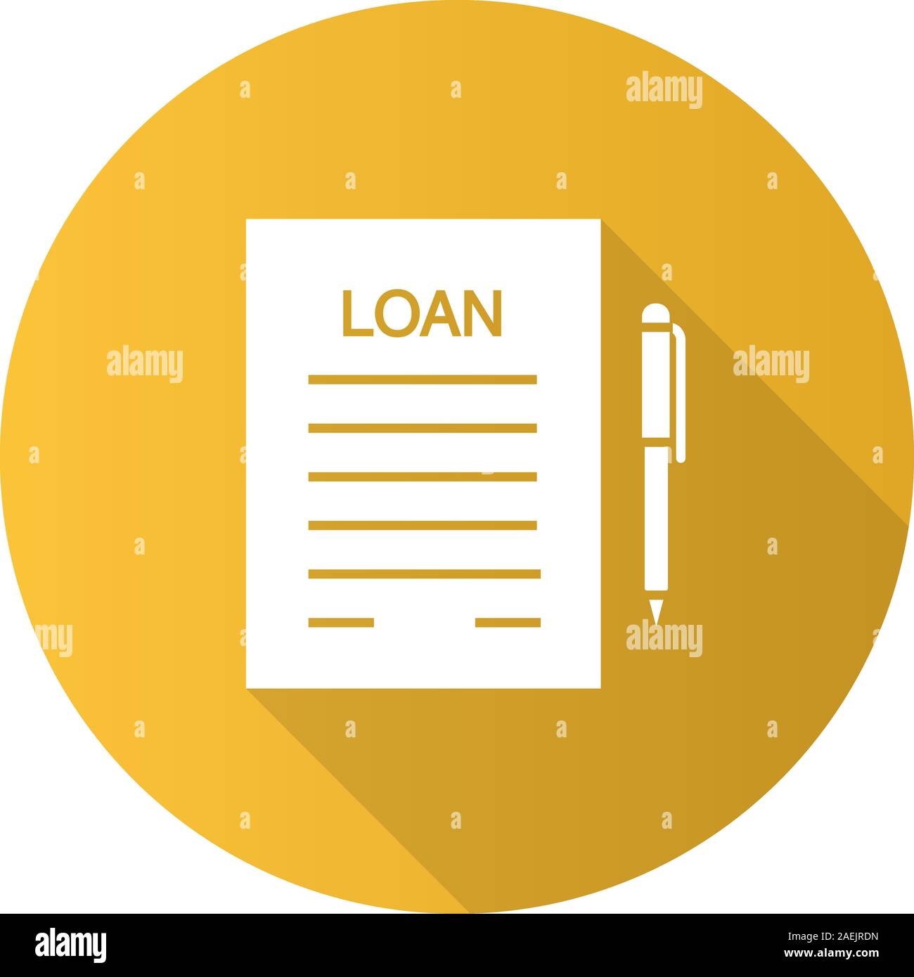 Loan agreement flat design long shadow glyph icon. Mortgage document ...