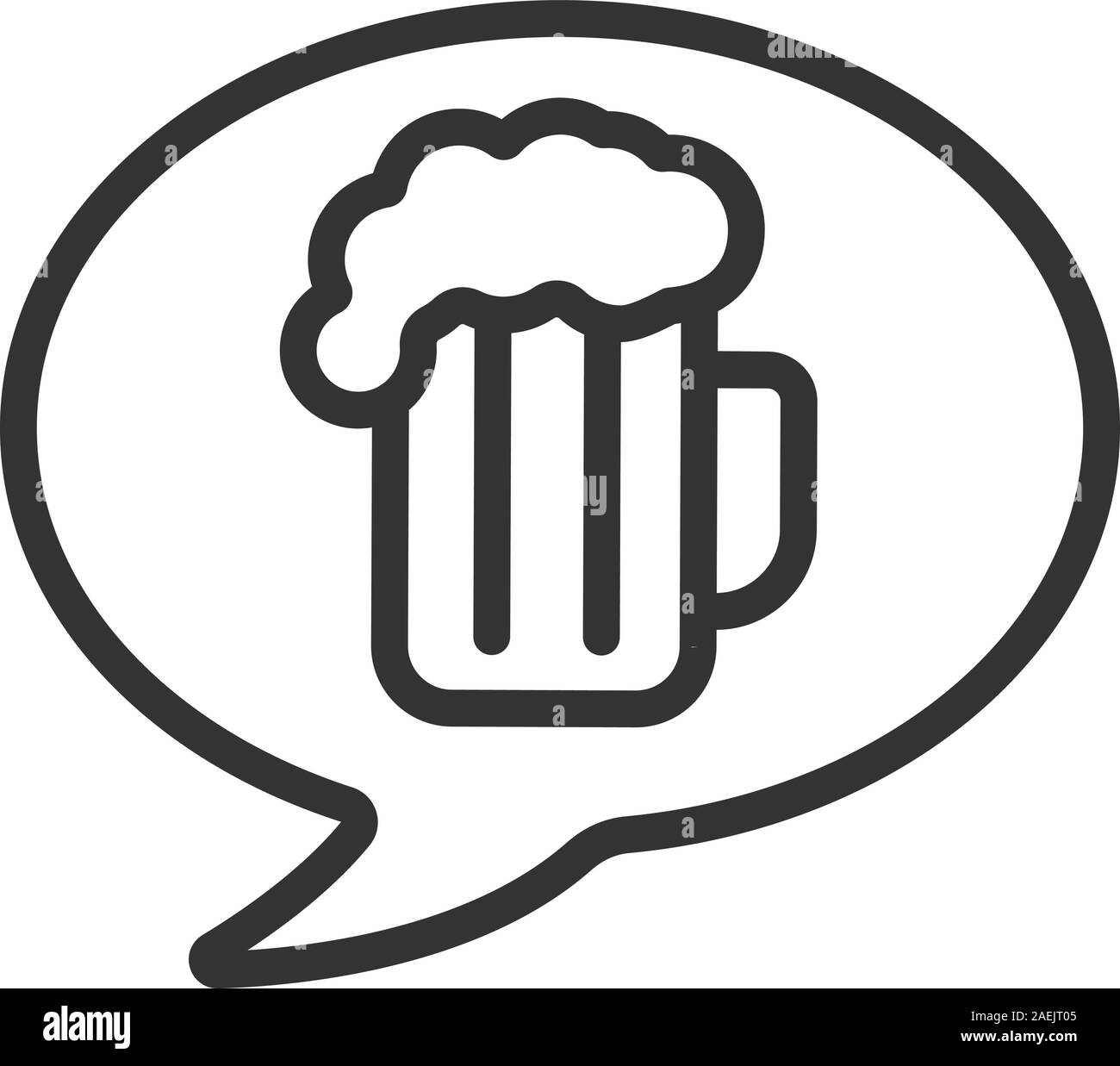 Beer order linear icon. Cheers. Thin line illustration. Chat box with beer glass inside. Contour symbol. Vector isolated outline drawing Stock Vector