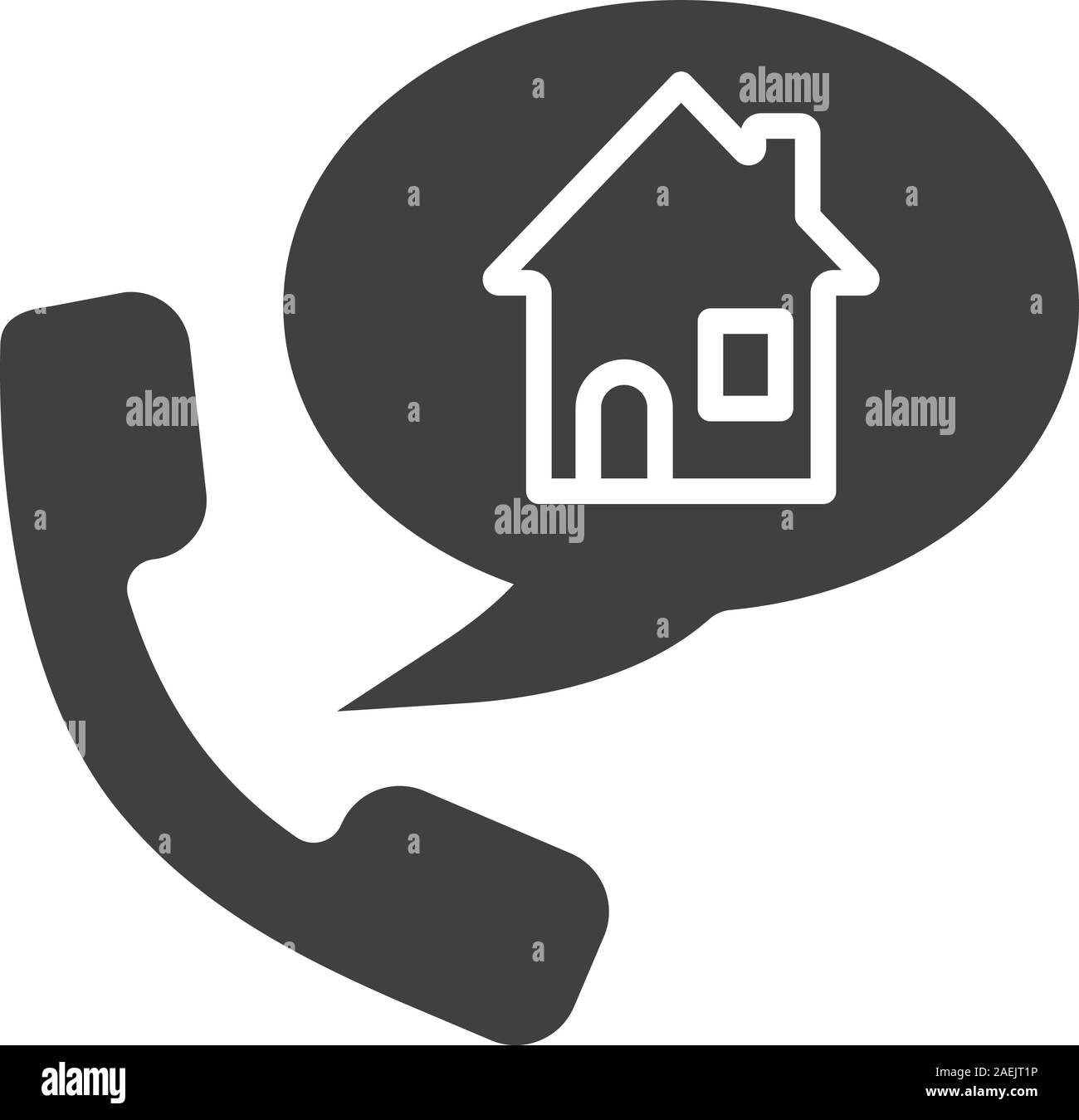 Phone rental house reserve glyph icon. Room reservation. Silhouette symbol.  Handset with home inside speech bubble. Negative space. Vector isolated il  Stock Vector Image & Art - Alamy