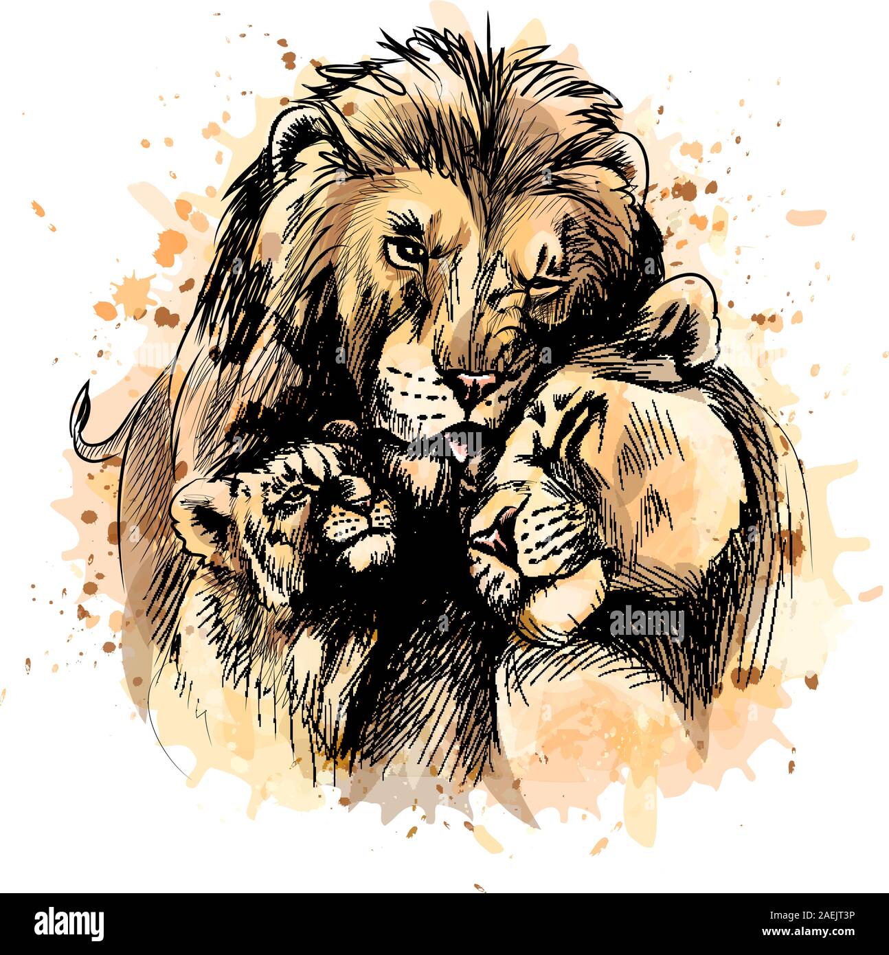 Family of lions from a splash of watercolor, hand drawn sketch. Vector illustration of paints Stock Vector Image & Art - Alamy Family of lions from a splash of watercolor, hand drawn sketch. Vector illustration of paints Stock Vector Image & Art - Alamy