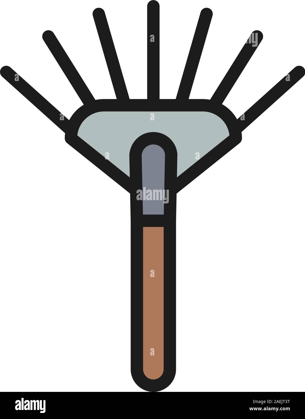 Rake, pitchfork flat color line icon. Isolated on white background Stock Vector