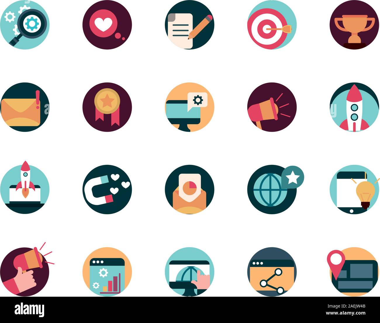 digital marketing advertising media icons set vector illustration Stock
