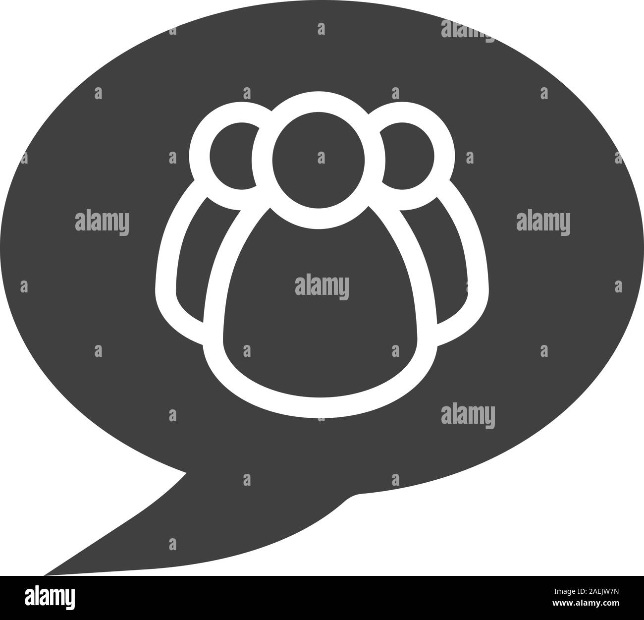 Group chat glyph icon. Silhouette symbol. Chat box with group of people ...