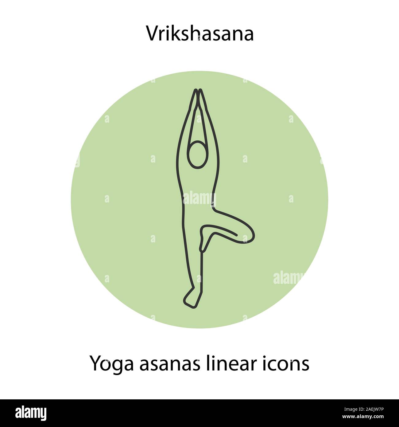 Vrikshasana yoga position linear icon. Thin line illustration. Yoga ...