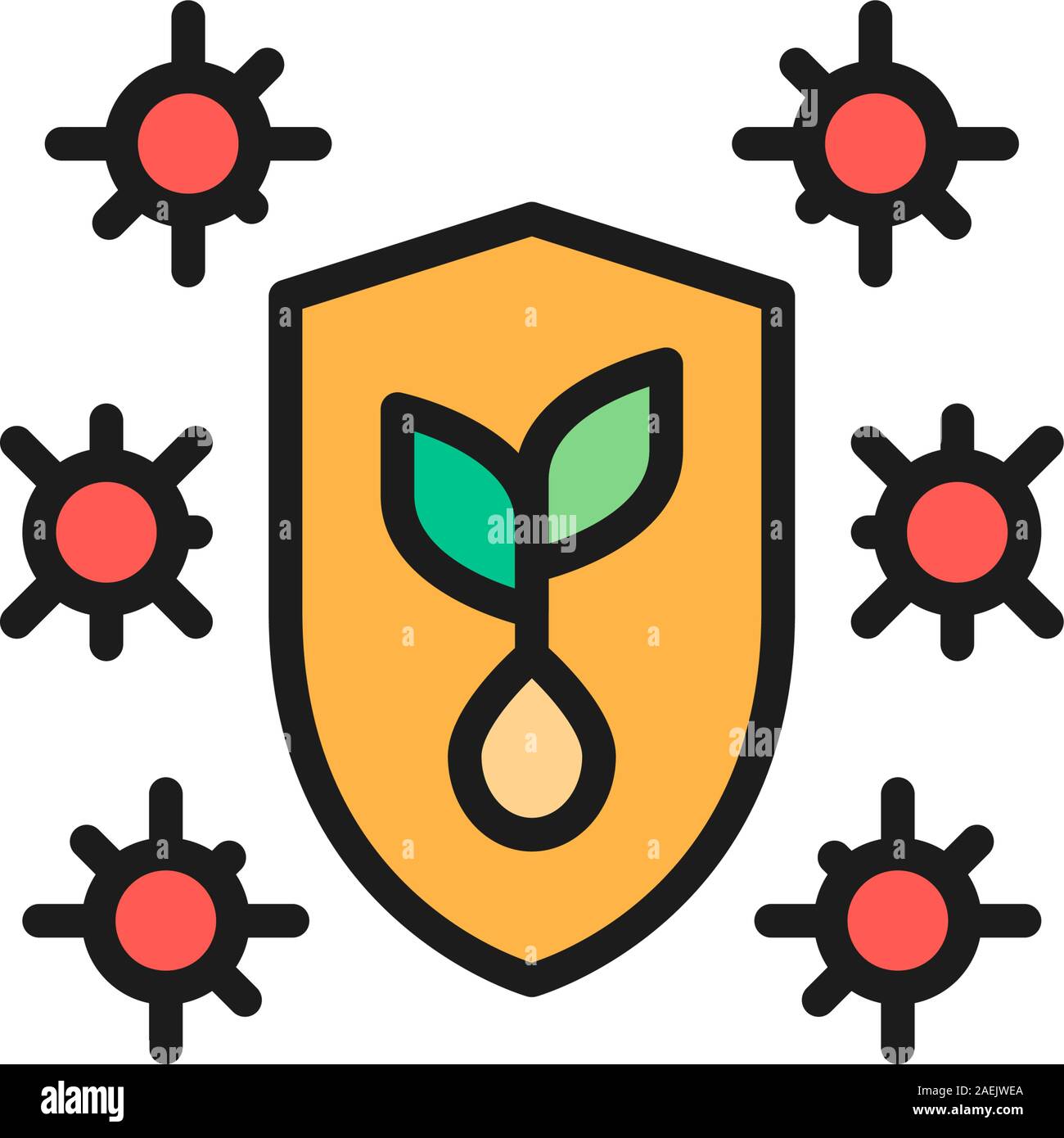 Vector plant protection against pests flat color line icon Stock Vector