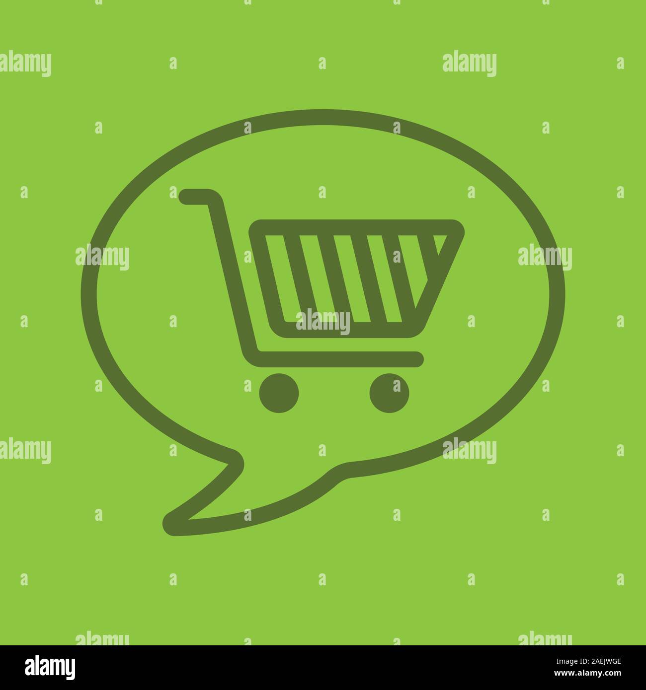 Goods order color linear icon. Chat box with shopping cart inside. Thin ...