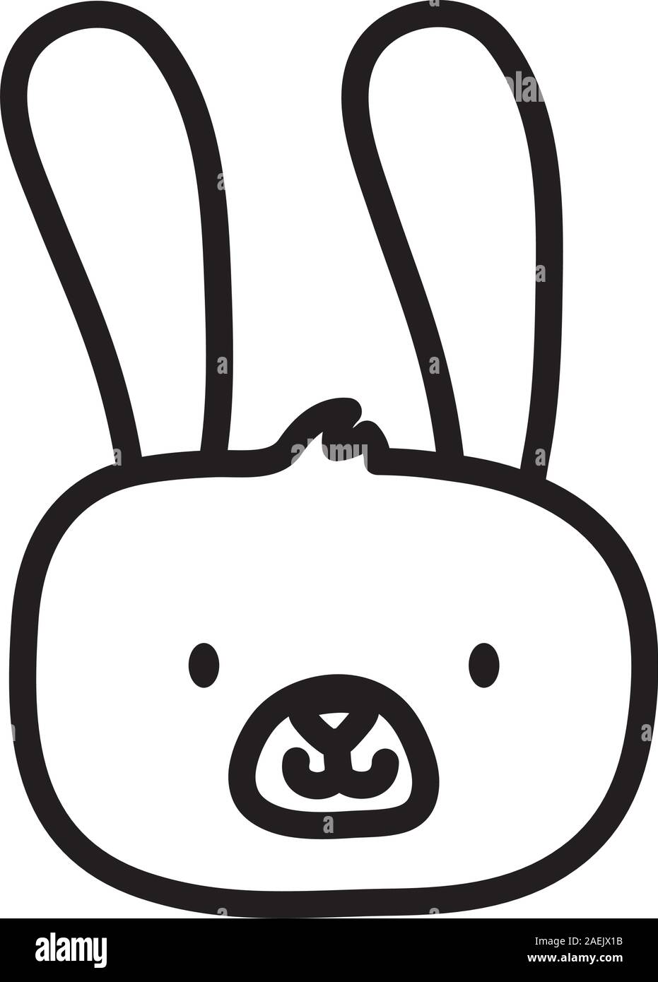 kids toy, cute rabbit face furry animal icon on white background vector illustration thick line