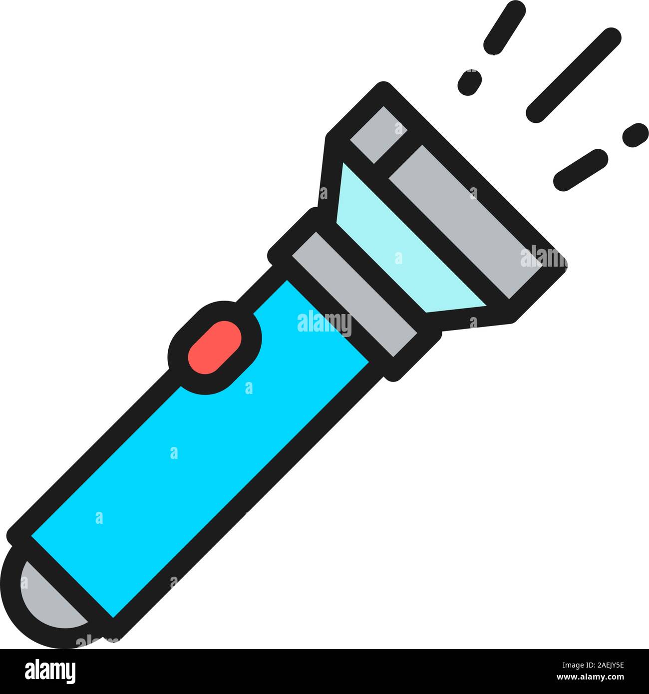 Flashlight, camp lamp flat color line icon. Isolated on white background Stock Vector