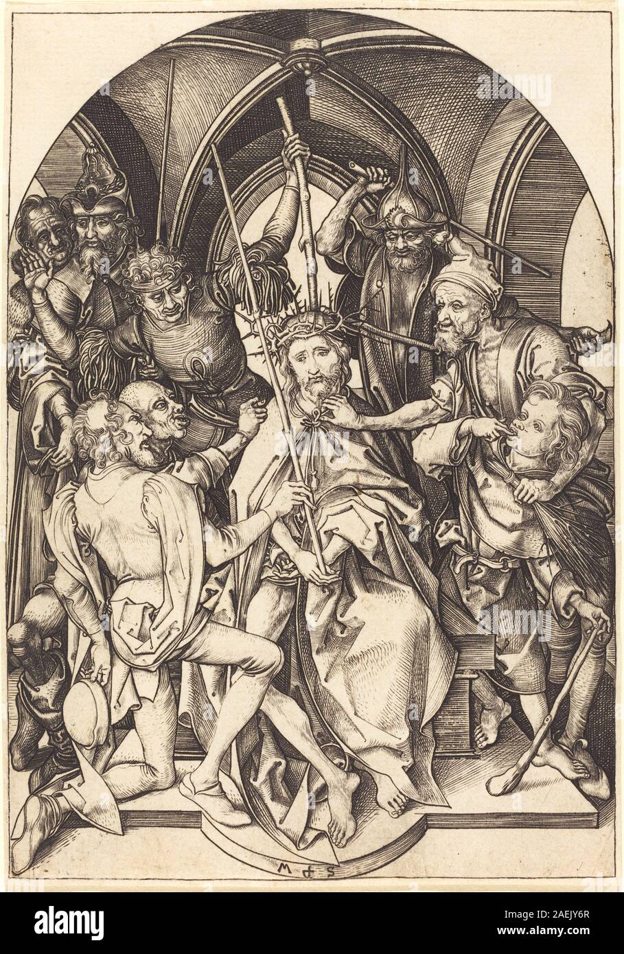 Engraving by Martin Schongauer, circa 1480, depicting Christ crowned ...